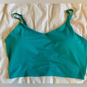 Athleta crop bra top, teal green, size Large.